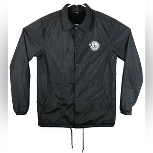 Vans Off The Wall Torrey Mens Small Black Windbreaker Jacket Snap Up Lightweight